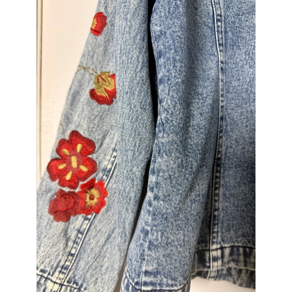 Mirasol Embroidered Denim Blazer Jacket XL Floral Rose Boho Cottagecore Western - Picture 8 of 8